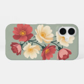 Vintage stilisierte Wildrosen iPhone 16 Hülle (Rückseite (Horizontal))