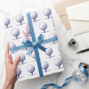 Vintage stilisierter Golf-Tee Blau Geschenkpapier