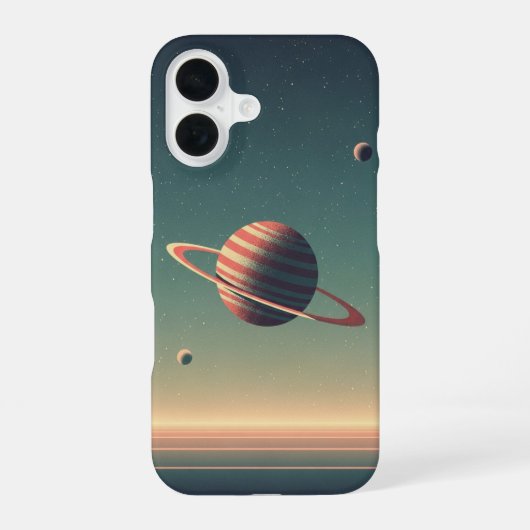 Vintage stilisierter Planet iPhone 16 Hülle (Rückseite)