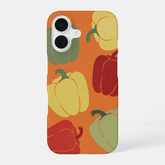Vintage stilisiertes Paprika-Muster iPhone 16 Hülle (Rückseite)