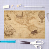 Vintage Stilkarte mit Zug, Heißluftballon Seidenpapier (Handwerk)