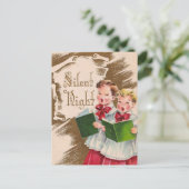 Vintage Stille Nacht Weihnachten Postkarte (Stehend Vorderseite)