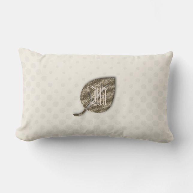 Vintage Stilleaf Monogram Creme Beige Lendenkissen (Vorderseite)