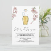 Vintage Stilleder und Prosecco-Brautparty Einladung (Stehend Vorderseite)