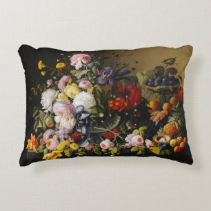Vintage Stillleben Blume und Früchte Dekokissen