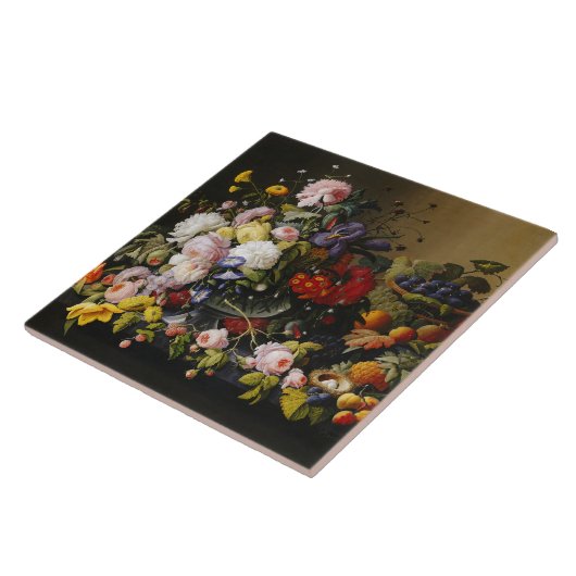 Vintage Stillleben Blume und Früchte Fliese (Seite)