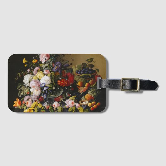 Vintage Stillleben Blume und Früchte Gepäckanhänger (Vorderseite (Horizontal))