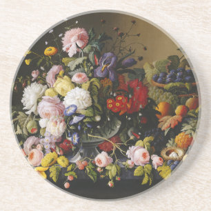 Vintage Stillleben Blume und Früchte Getränkeuntersetzer