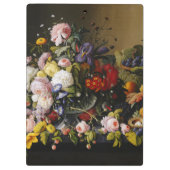 Vintage Stillleben Blume und Früchte Klemmbrett (Rückseite)