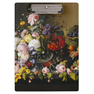 Vintage Stillleben Blume und Früchte Klemmbrett