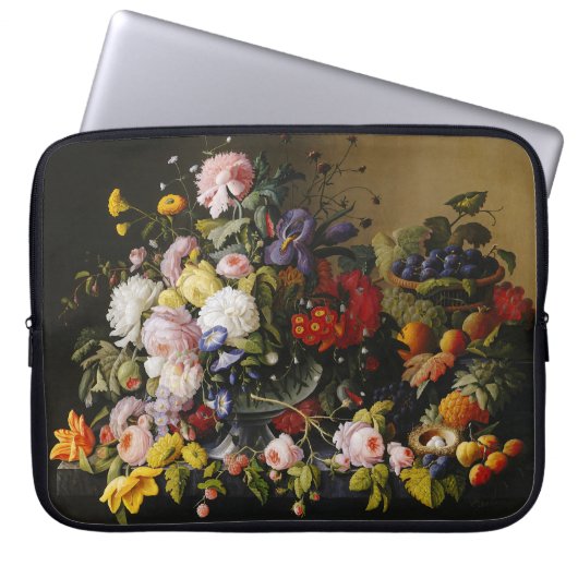 Vintage Stillleben Blume und Früchte Laptopschutzhülle (Vorderseite)
