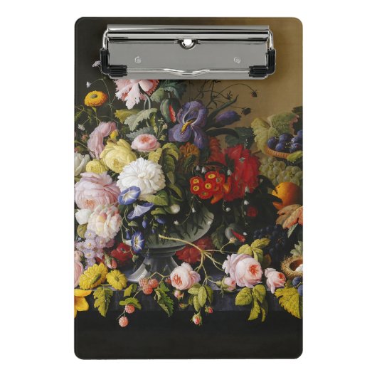 Vintage Stillleben Blume und Früchte Mini Klemmbrett (Vorderseite)