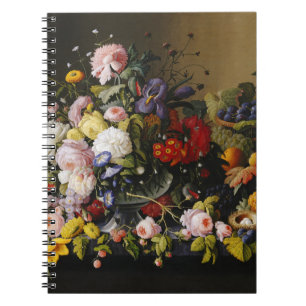 Vintage Stillleben Blume und Früchte Notizblock
