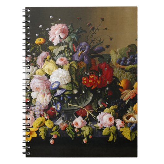 Vintage Stillleben Blume und Früchte Notizblock (Vorderseite)