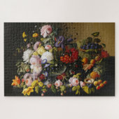Vintage Stillleben Blume und Früchte Puzzle (Horizontal)