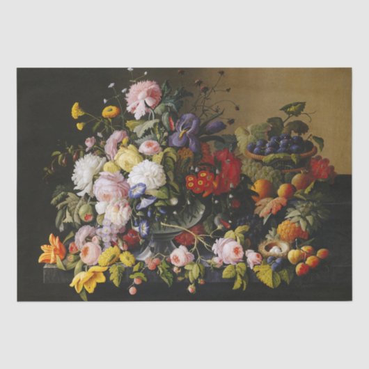 Vintage Stillleben Blume und Früchte Seidenpapier (Vorderseite)