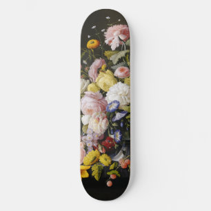 Vintage Stillleben Blume und Früchte Skateboard
