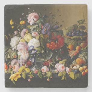 Vintage Stillleben Blume und Früchte Steinuntersetzer