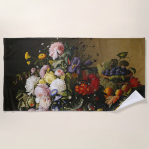 Vintage Stillleben Blume und Früchte Strandtuch