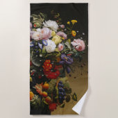 Vintage Stillleben Blume und Früchte Strandtuch (Vorderseite)