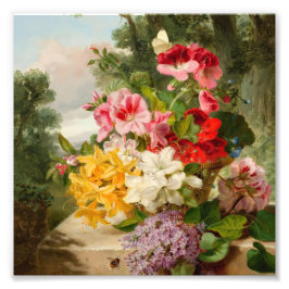 Vintage Stillleben Blumenstrauß Ölmalerei Fotodruck