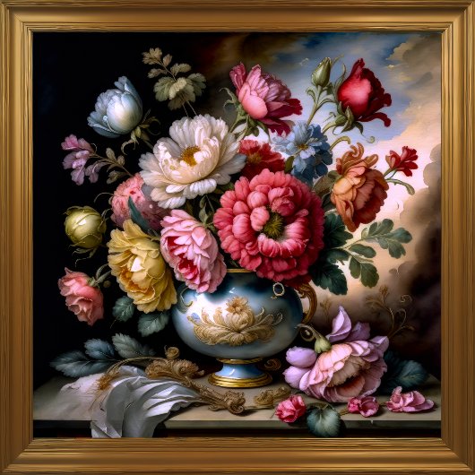 Vintage Stilmalerei Bouquet von Blume Vase Poster