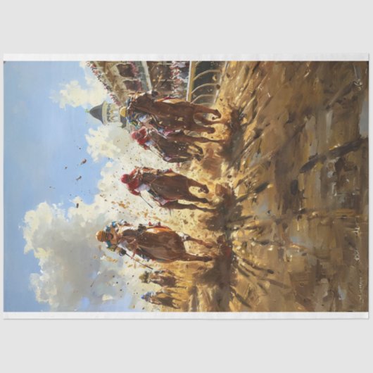 Vintage Stilmalerei Kentucky Derby Decoupage Seidenpapier (Vorderseite)