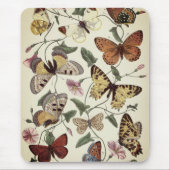 Vintage Stilschmetterlinge und Mottenmalerei Mousepad (Vorne)
