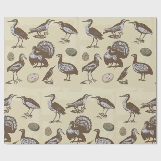 Vintage Stilvögel Geschenkpapier (Flach)
