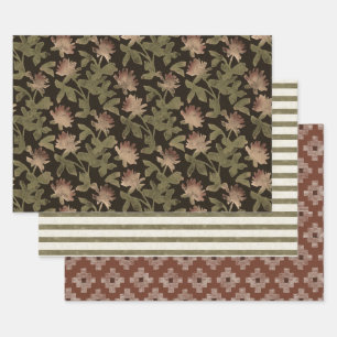 Vintage stimmungsvolle Weihnachtspapierbögen Geschenkpapier Set