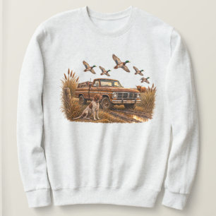 Vintage Stockenten-Jagdpickup-Truck Hund Sweatshirt