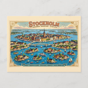 Vintage Stockholm Schweden Gamla Stan Altstadt Postkarte