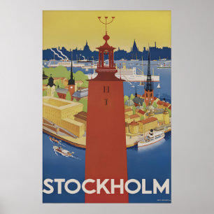 Vintage Stockholm Schweden Reiseplakat Poster