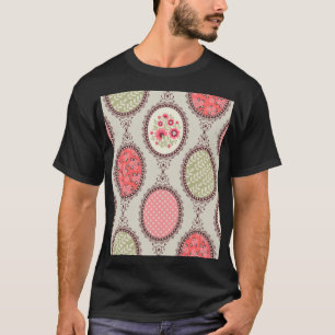 Vintage-Stoff: Nahtloses Patchwork-Design. T-Shirt