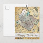 Vintage Stoff Postkarte (Vorne/Hinten)