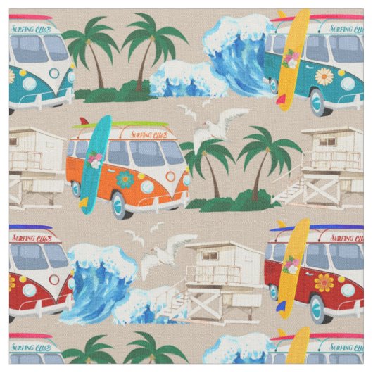 Vintage-Stoff Van Surf beige Stoff (Nahaufnahme)