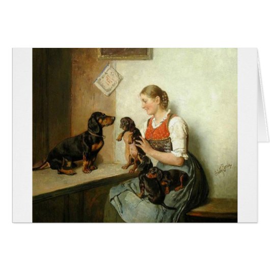 Vintage - Stolze Mutter Dachshund, (Vorderseite (Horizontal))