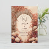 Vintage Stone Arch Hochzeit im Herbst Einladung (Stehend Vorderseite)