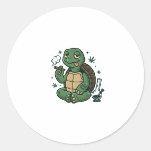 Vintage Stoner Turtle Vector-Shirt-Design_1 Runder Aufkleber