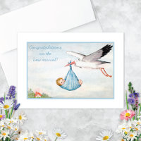 Vintage-Storch Gratulation zur Geburt