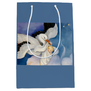 Vintage Storch liefert Baby-Wasserfarbe Mittlere Geschenktüte
