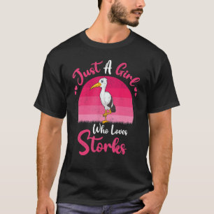 Vintage-Storch-Vogel Nur Ein Mädchen Das Störche T-Shirt