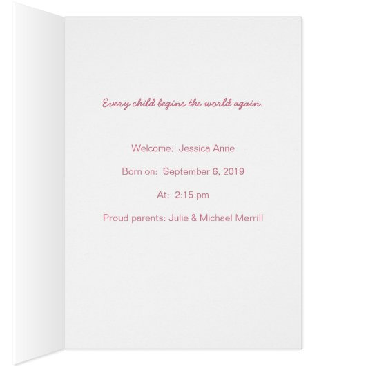 Vintage Storchenkarte (Innen (Rechts))