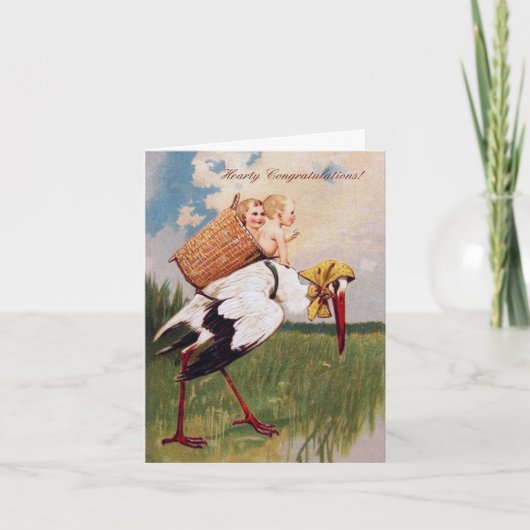Vintage Storchenkarte Karte (Vorderseite)