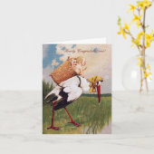 Vintage Storchenkarte Karte (Gelbe Blume)