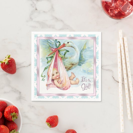 Vintage Stork Baby-Dusche Serviette (Beispiel)