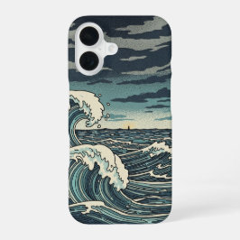 Vintage Stormy Waves iPhone 16 Hülle