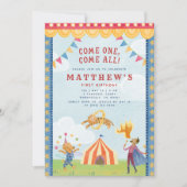 Vintage Storybook Circus First Birthday Invitation Einladung (Vorderseite)