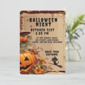 Vintage Storybook Kids Halloween Party Custom Einladung (Stehend Vorderseite)