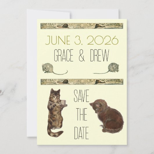 Vintage Storybook Kitts Save the Date Karte (Vorderseite)